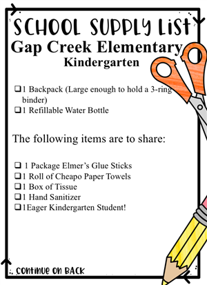 2019-2020 K Supply List 